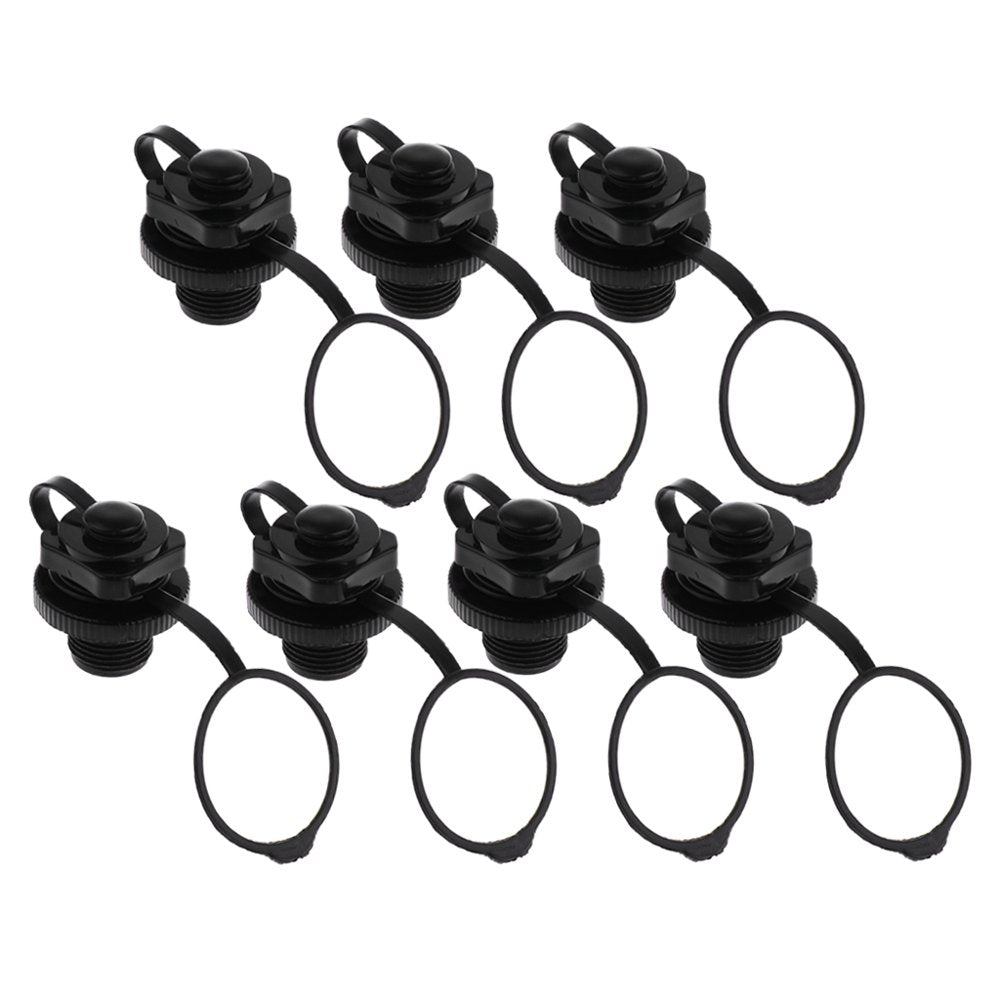 7 Pcs Replacement Air Valve Caps Screw for Inflatable Boat Raft Airbed Black