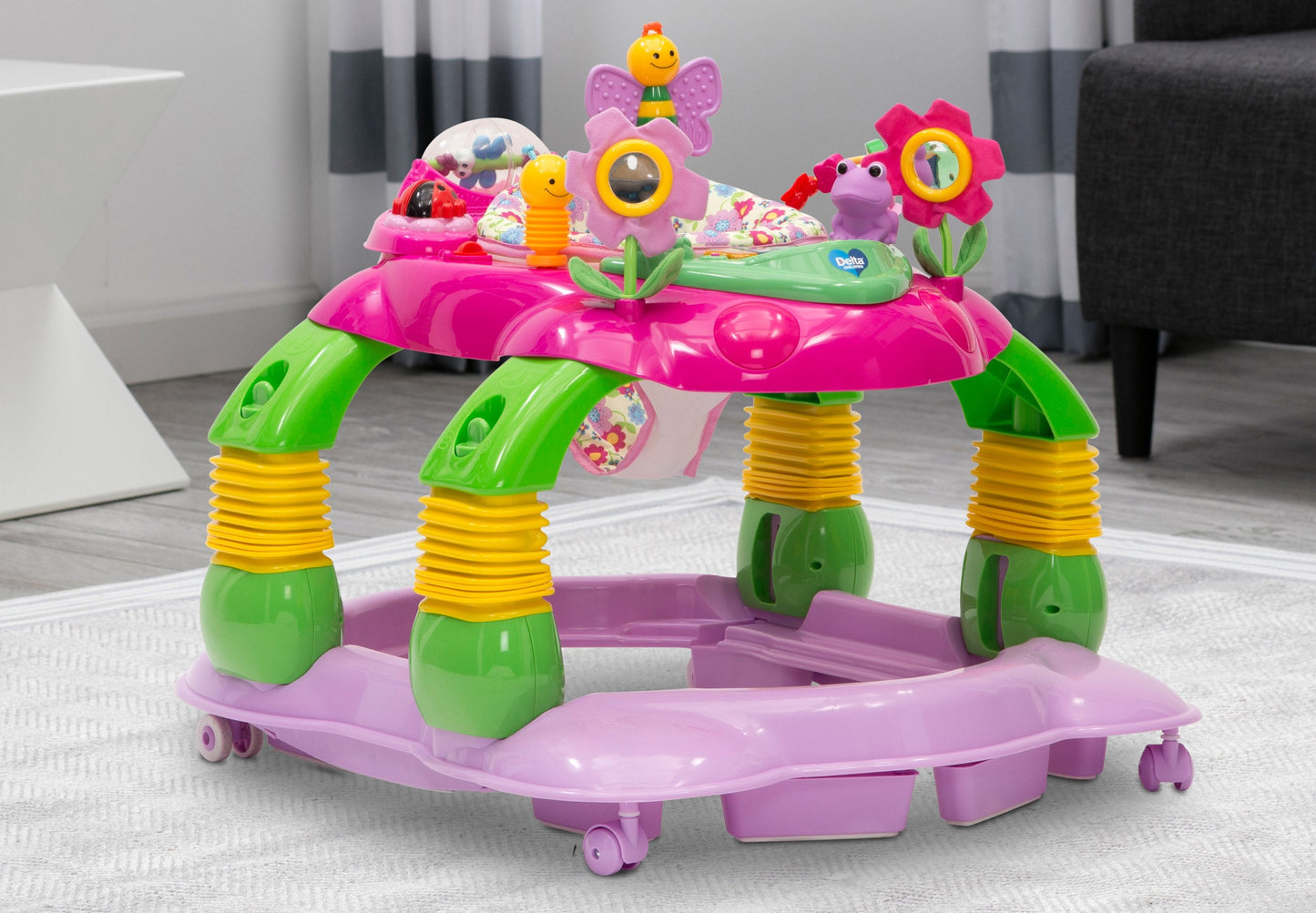 Delta Children Floral Garden (651) Lil’ Play Station 4-in-1 Activity Walker Hangtag View