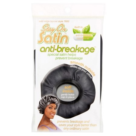 STAY ON SATIN HAIR BONNET - BLACK