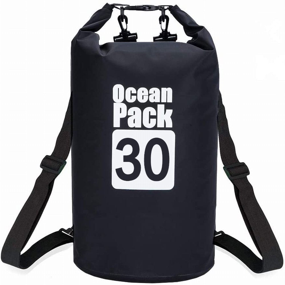 Waterproof Dry Bag, 10L/ 15L/ 20L/ 30L Roll Top Dry Compression Sack Keeps Gear Dry for Kayaking, Beach, Rafting, Boating, Hiking, Camping and Fishing (Black)