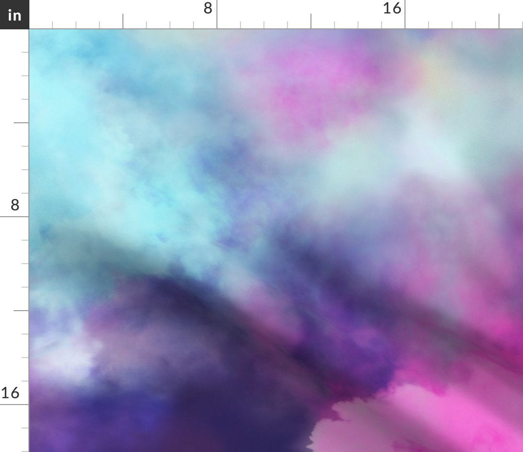 Spoonflower Fabric - Dream Purple Aqua Orange Magenta Tie Dye Colorful Clouds Watercolor Printed on Minky Fabric Fat Quarter - Sewing Quilt Backing Plush Toys