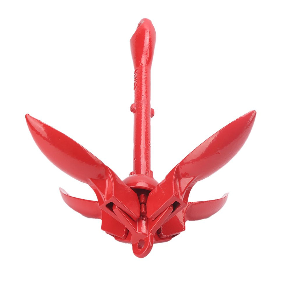 Boat Grapnel, 1.5Kg Red Boat Anchor Space-Saving for Small Boats for Rafts for Canoes for Kayaks