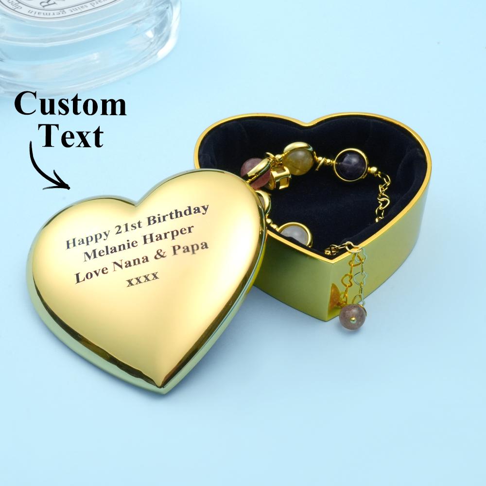 Personalized Engraved Heart Ring Box Exquisite Metal Jewelry Box Gifts For Her