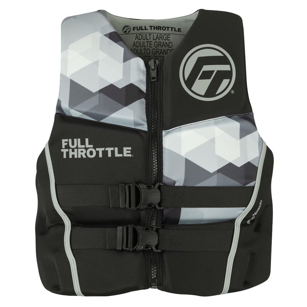Full Throttle 142500-701-040-22 Men's Rapid-Dry Flex-Back Life Jacket - Large, Gray
