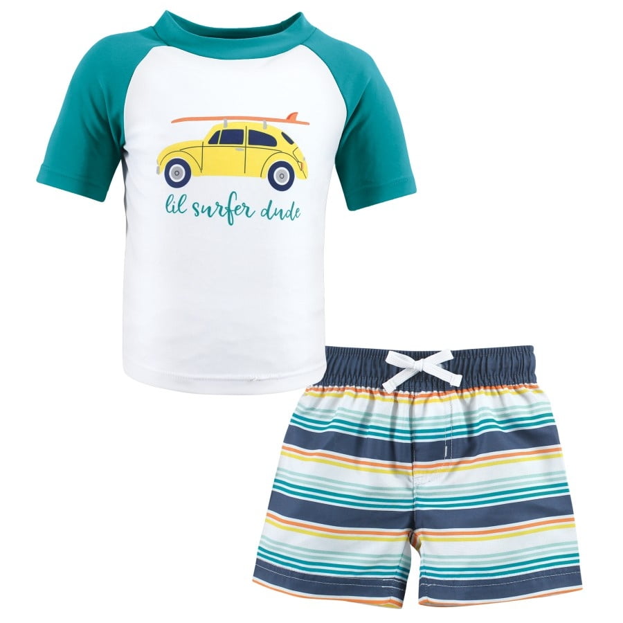 Hudson Baby Boys Swim Rashguard Set, Surfer Dude, 3-6 Months