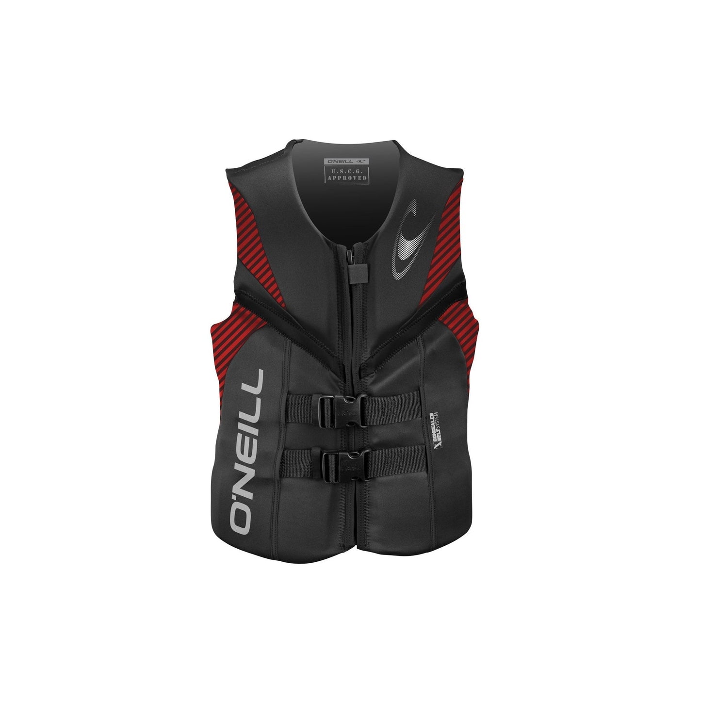 O'Neill Reactor USCG Wakeboarding & Waterskiing Life Vest, Size Large, Black/Red