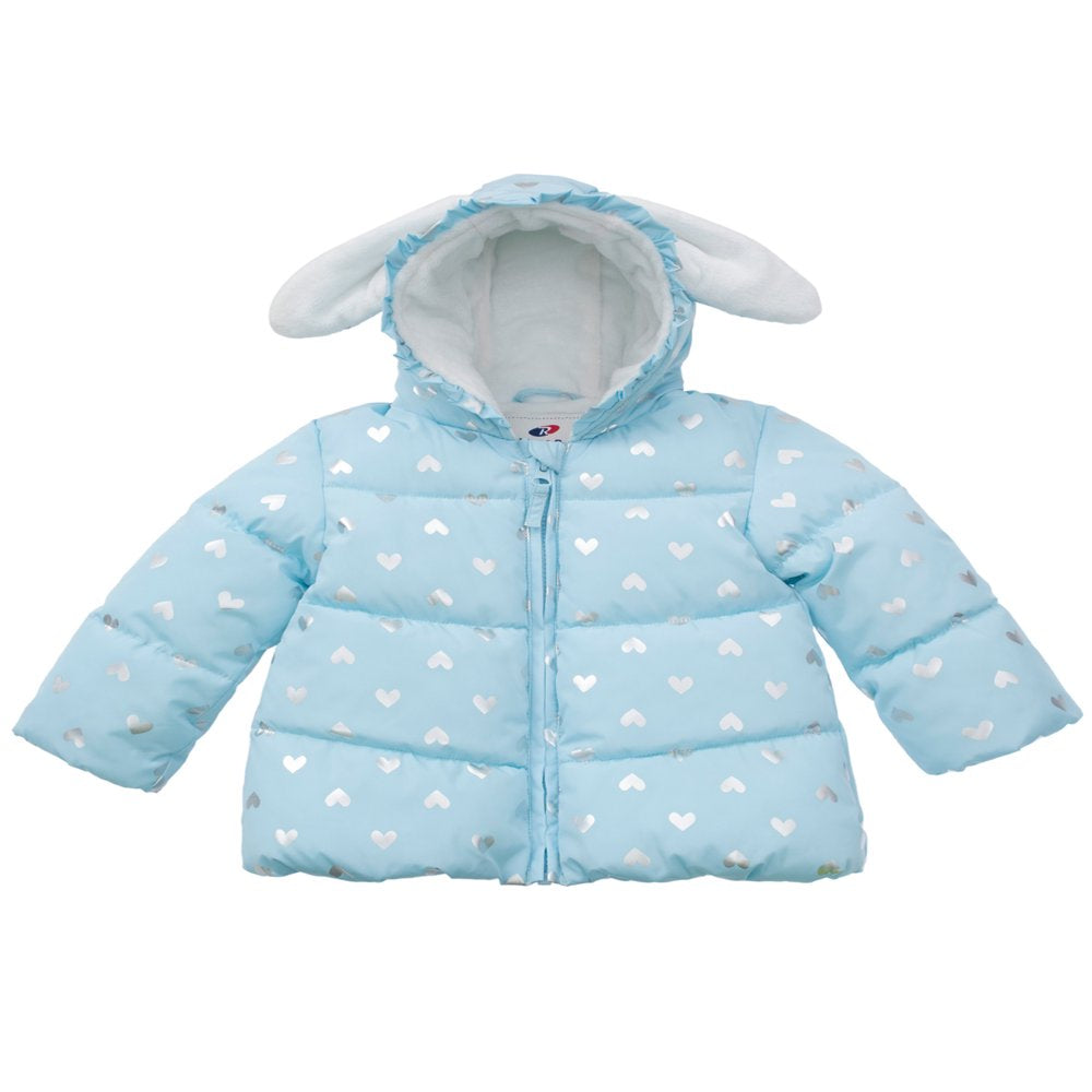 Rokka&Rolla Baby Girls' Infant Fleece Puffer Jacket -Toddler Warm Winter Coat, Sizes 6-24M