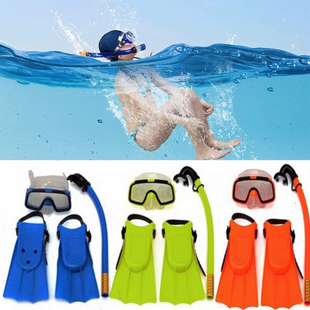 Cheers.Us Children Kids Swimming Diving Snorkel Breathing Tube Fins Scuba Eyeglasses Set