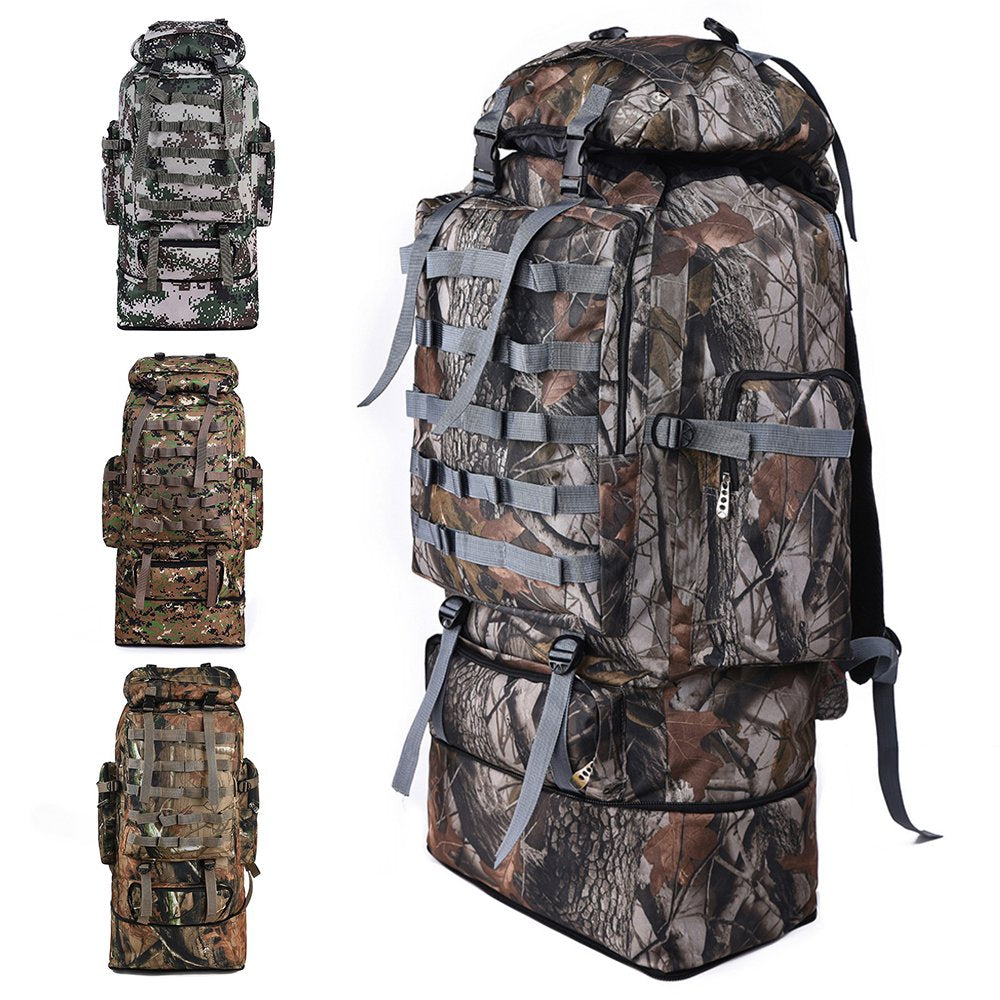 100L Waterproof Camping Hiking Backpack Travel Trekking Daypack Rucksack Tactical Men Women Sport Shoulder Bag Camo
