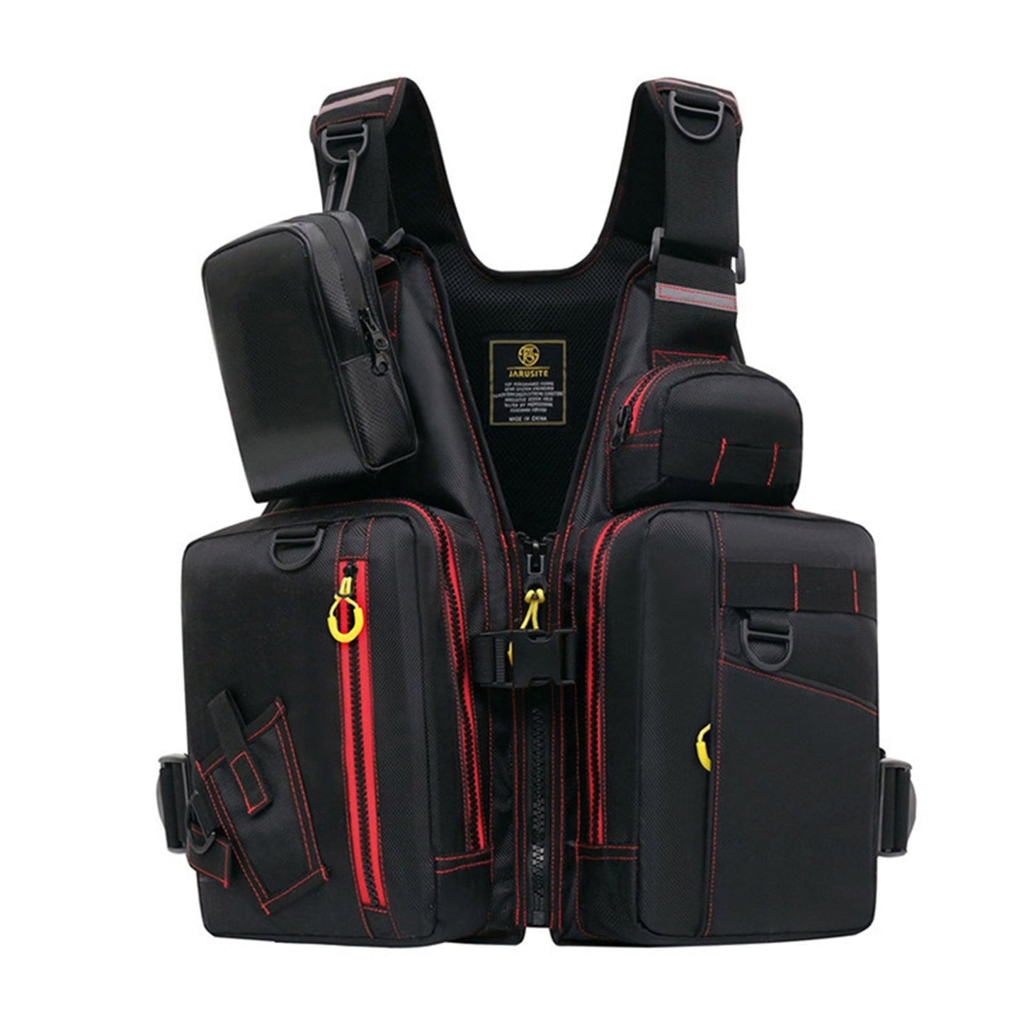 Hesroicy High Buoyancy Life Jacket with Buckle Adjustable Protective Multi Pockets Fishing Vest Water Sports Supplies