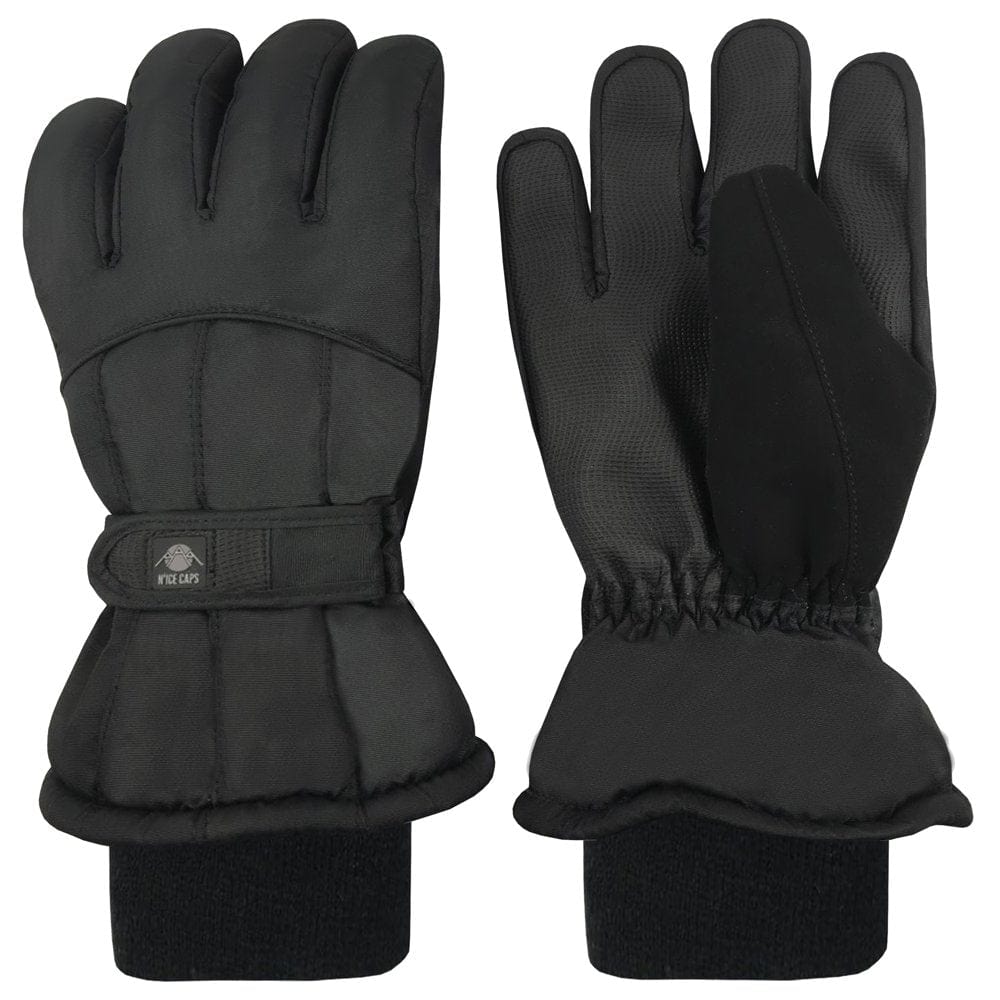 N'Ice Caps Men'S Waterproof Thinsulate Winter Snow Ski Black Gloves / Adults Male Insulated