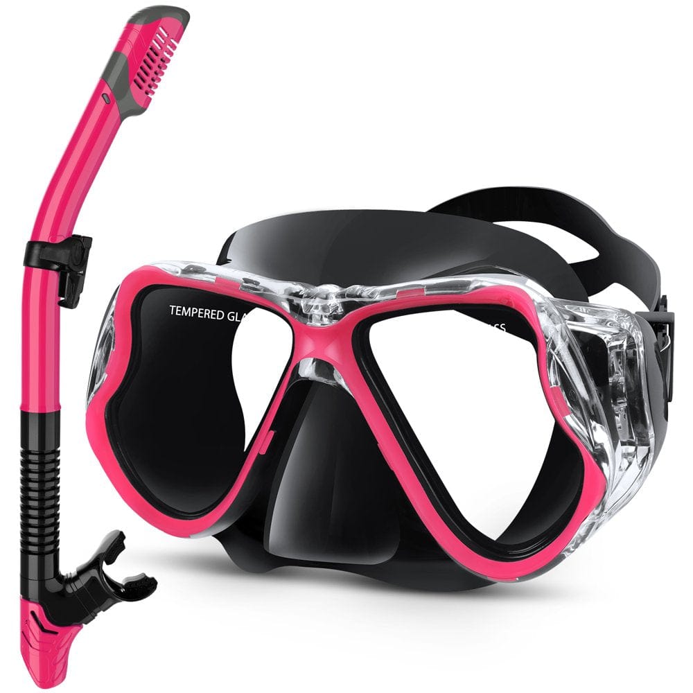 Snorkeling Gear for Adults Snorkel Set with Anti-Fog Scuba Diving Mask and Easy Breathing Dry Top Snorkel for Adults and Youth Black
