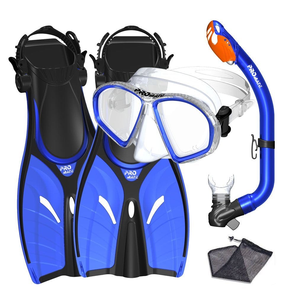 Spectrum Kids Snorkeling Gear Set W/ Dive Mask Snorkel Flippers by Promate, Yellow, LXL