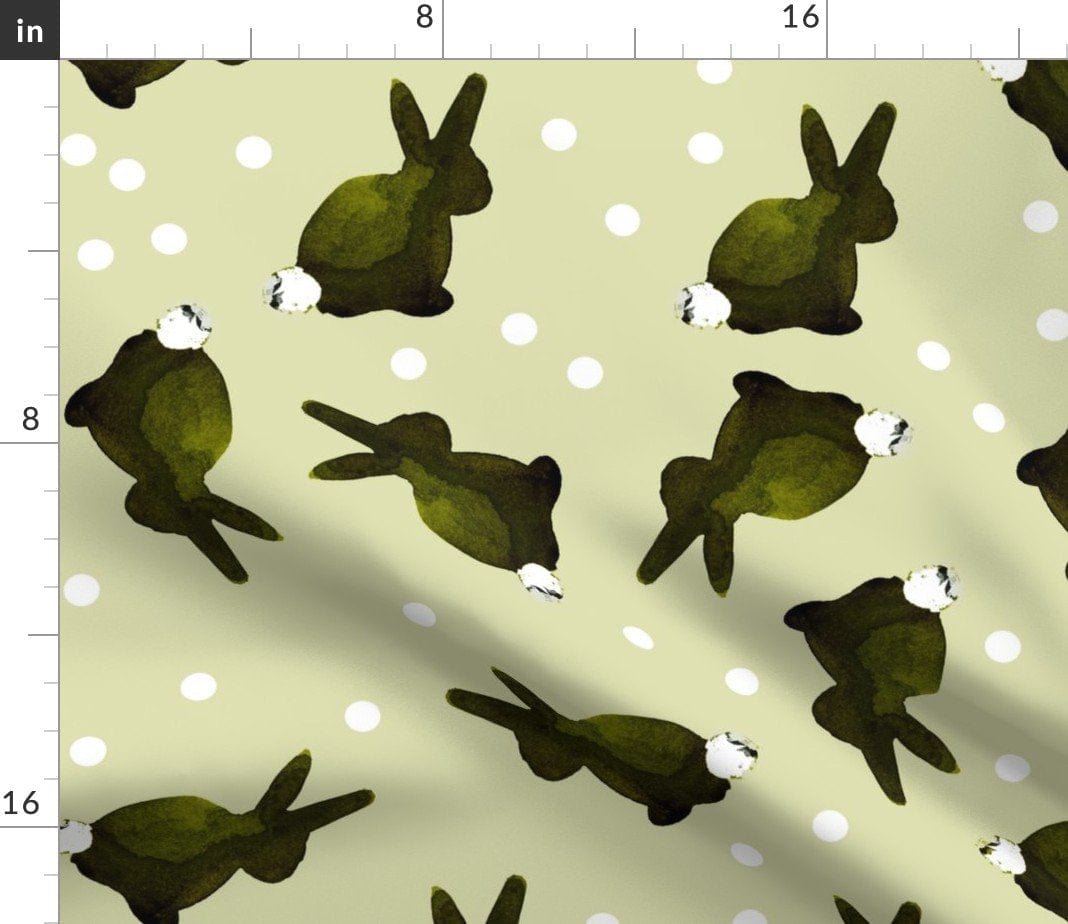 Spoonflower Fabric - Holly Greenery Nursery Animals Rabbit Bunny Watercolor Printed on Sport Lycra Fabric Fat Quarter - Swimwear Performance Leggings Apparel Fashion