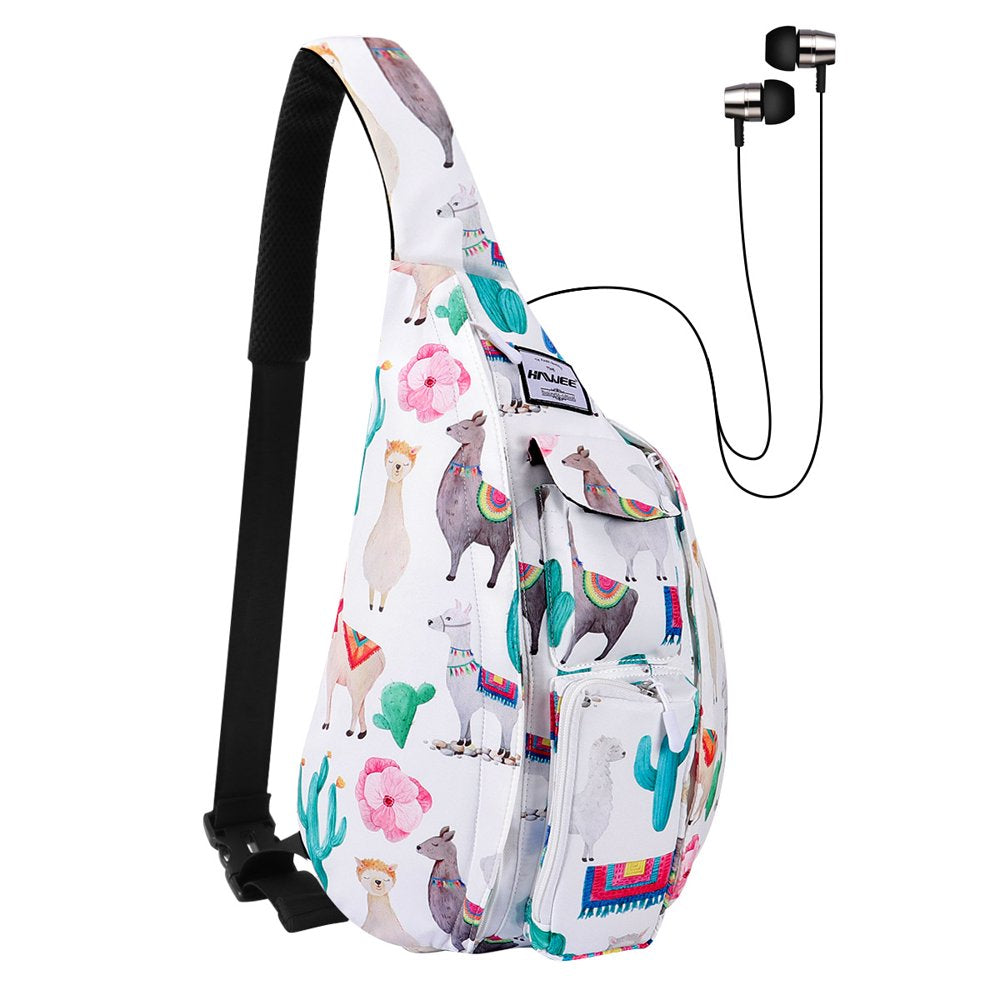 HAWEE Base Camp Bag Hiking Backpack Chest Sling Bag Sports Travel Crossbody Daypack for Women, Light Blue Ripples