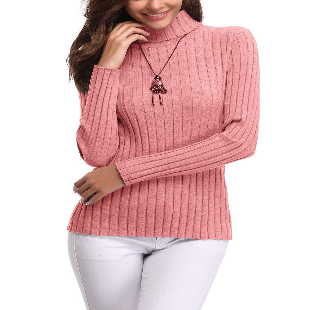 Purcoar Womens Turtleneck Sweaters Long Sleeve Pullover Knit Sweaters Soft Jumper