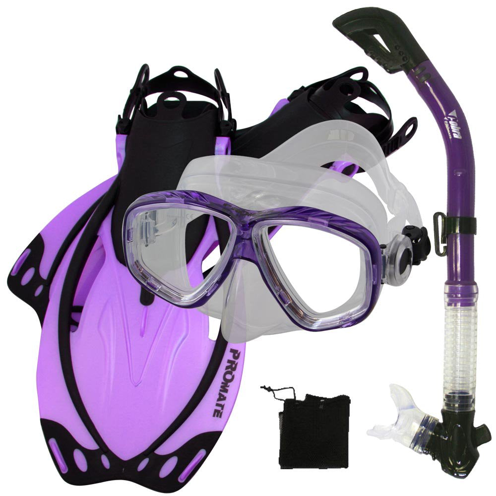 Snorkel Fins Mask Set for Snorkeling Scuba Diving, AB-SM