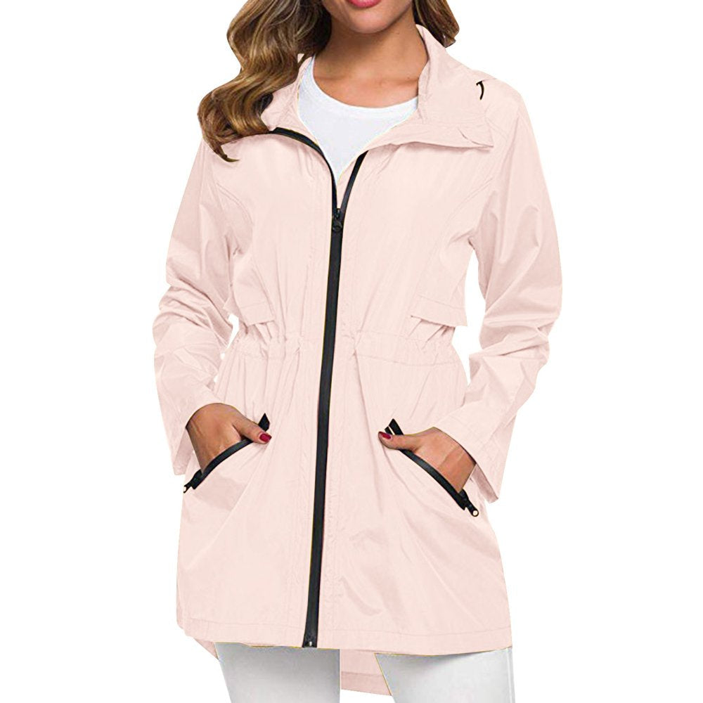 Lystmrge Warm Wind I5 Apparel Light Nylon Jacket Women Long Raincoat with Hood Outdoor Lightweight Windbreaker Rain Jacket Waterproof