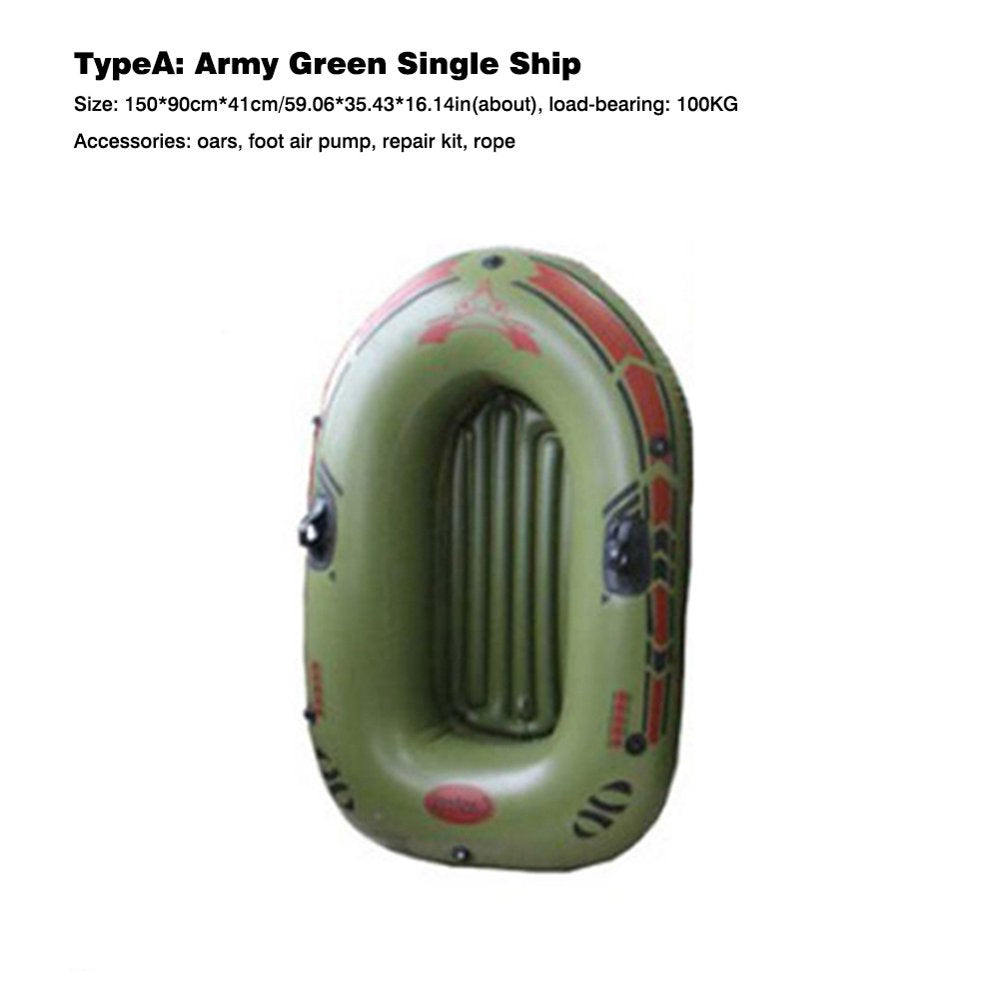Inflatable Boat 1/2/3 Person Blow up Raft Set with Oars and Foot Pump for Fishing Lake Rafting