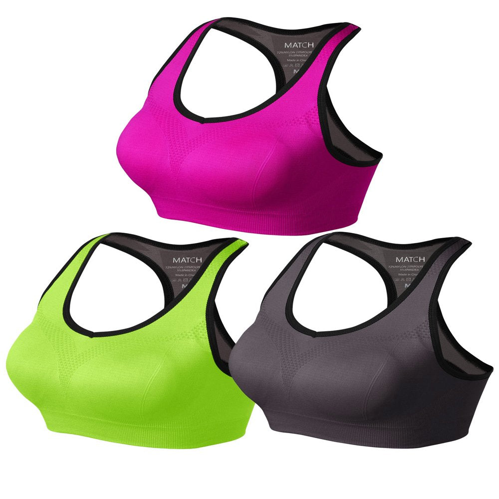 Matchstick Women'S Wirefree Padded Racerback Sports Bra for Yoga Workout Gym Activewear