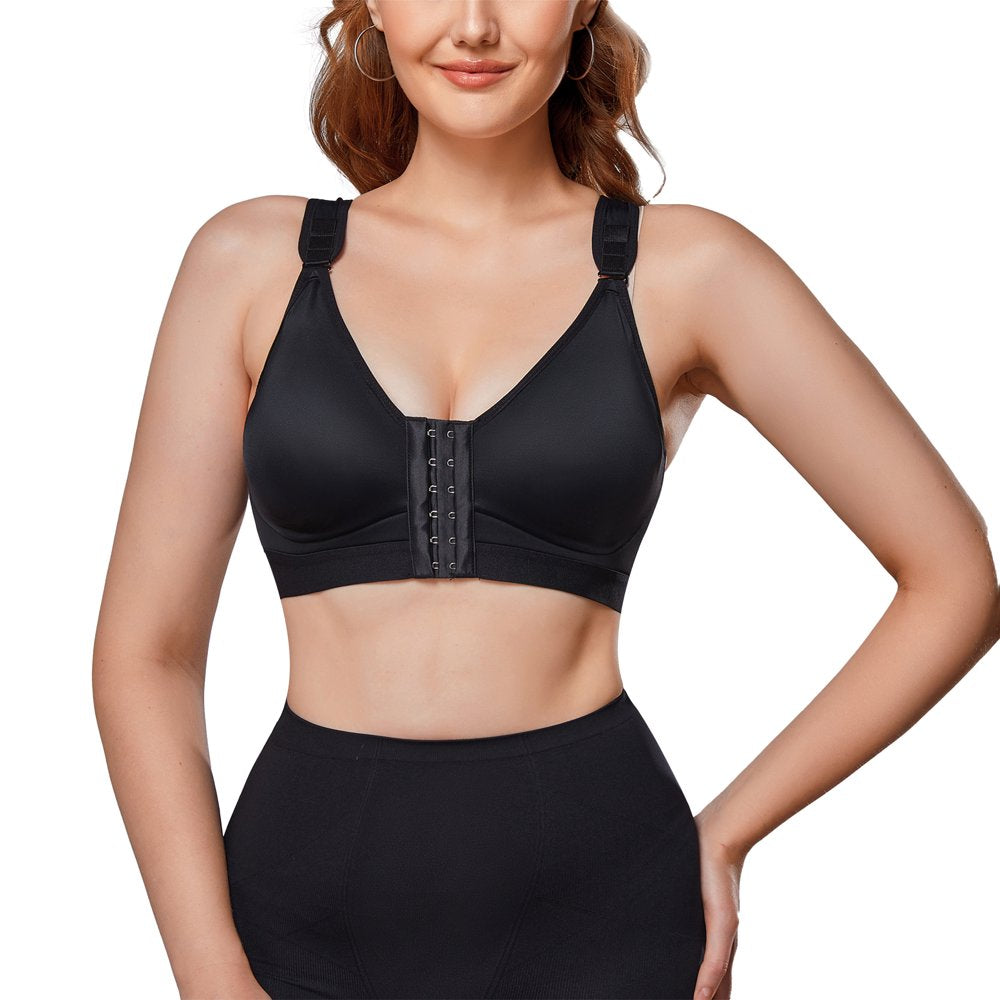 Gotoly Women Post Surgery Bra Front Closure Sport Bra Removable Pads Wirefree(Beige 3X-Large)