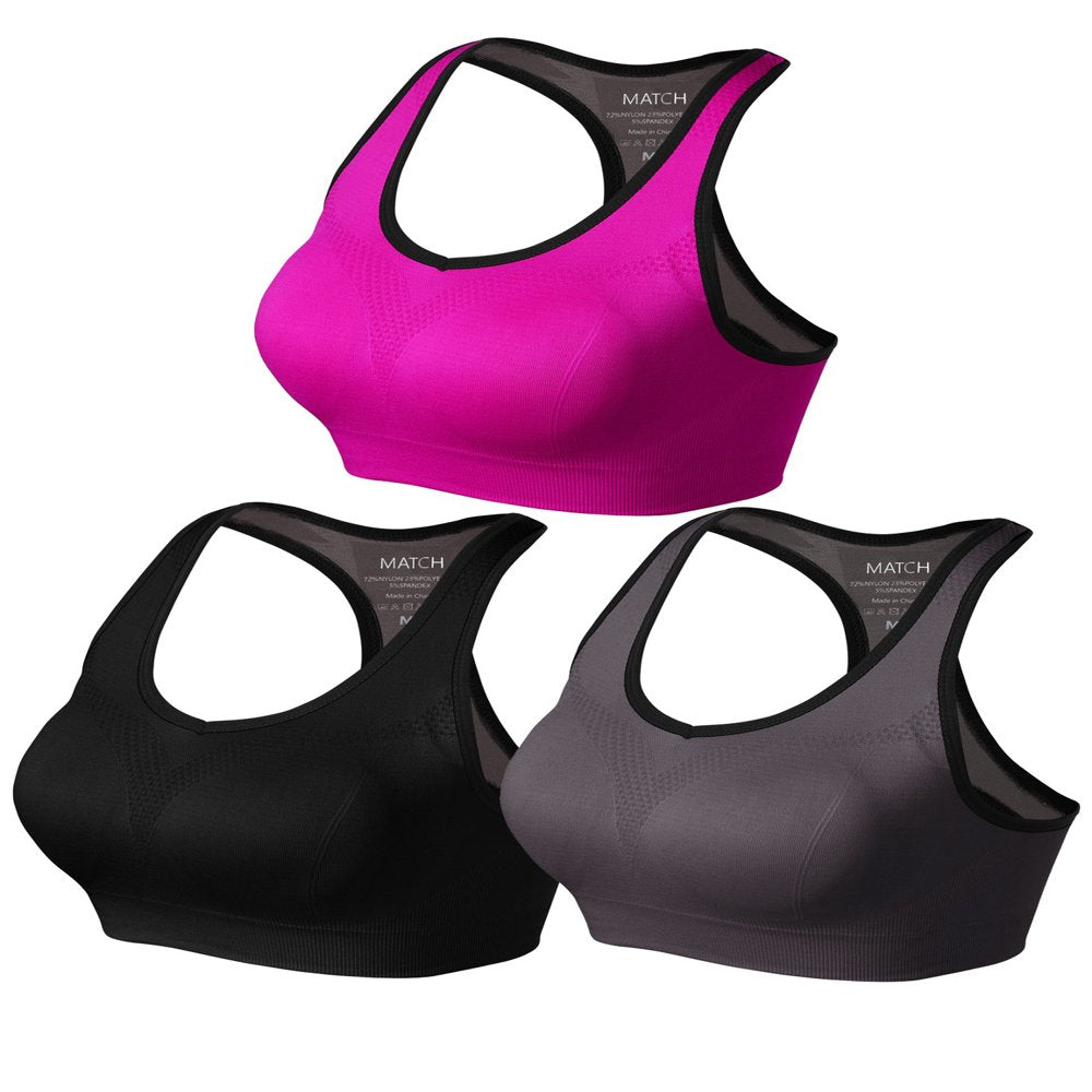 Matchstick Women'S Wirefree Padded Racerback Sports Bra for Yoga Workout Gym Activewear