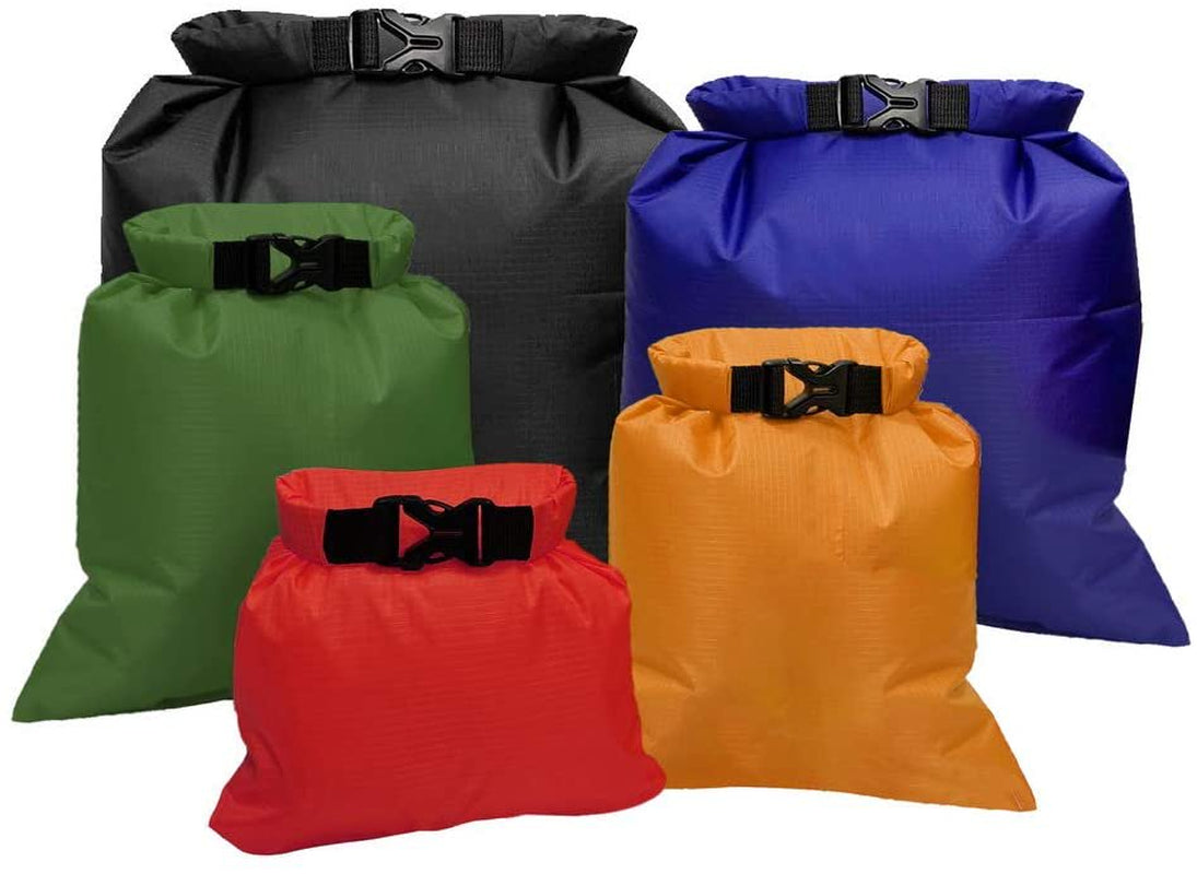 5 Pack Army Green Waterproof Dry Sacks, Large Capacity Storage Bag Lightweight Outdoor Dry Bags Ultimate Dry Bags for Swimming Rafting Boating Camping (1.5L, 2.5L, 3.5L, 4.5L, 6L)