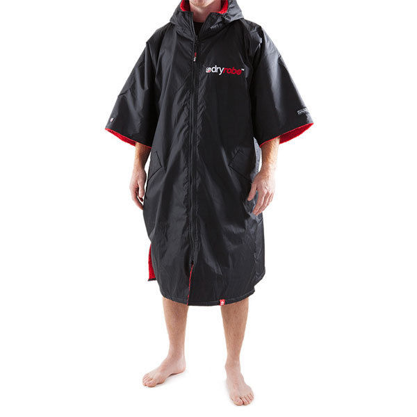 Dryrobe Advance Short Sleeve Changing Poncho Large  Black/Red Surf SUP Swim Beac