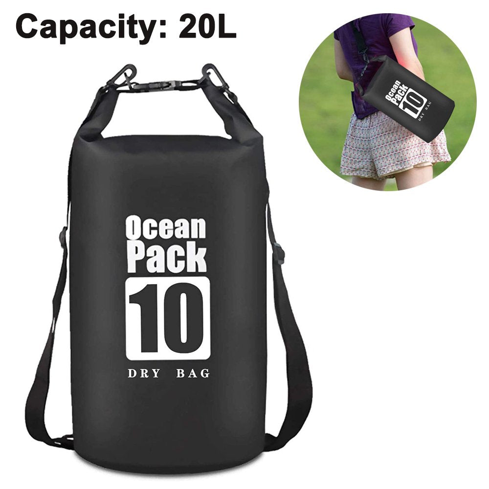 Floating Waterproof Dry Bag 10L/20L, Roll Top Dry Sack Keeps Gear Dry for Kayaking, Rafting, Boating, Swimming, Camping, Hiking, Fishing, Beach with Waterproof Phone Case