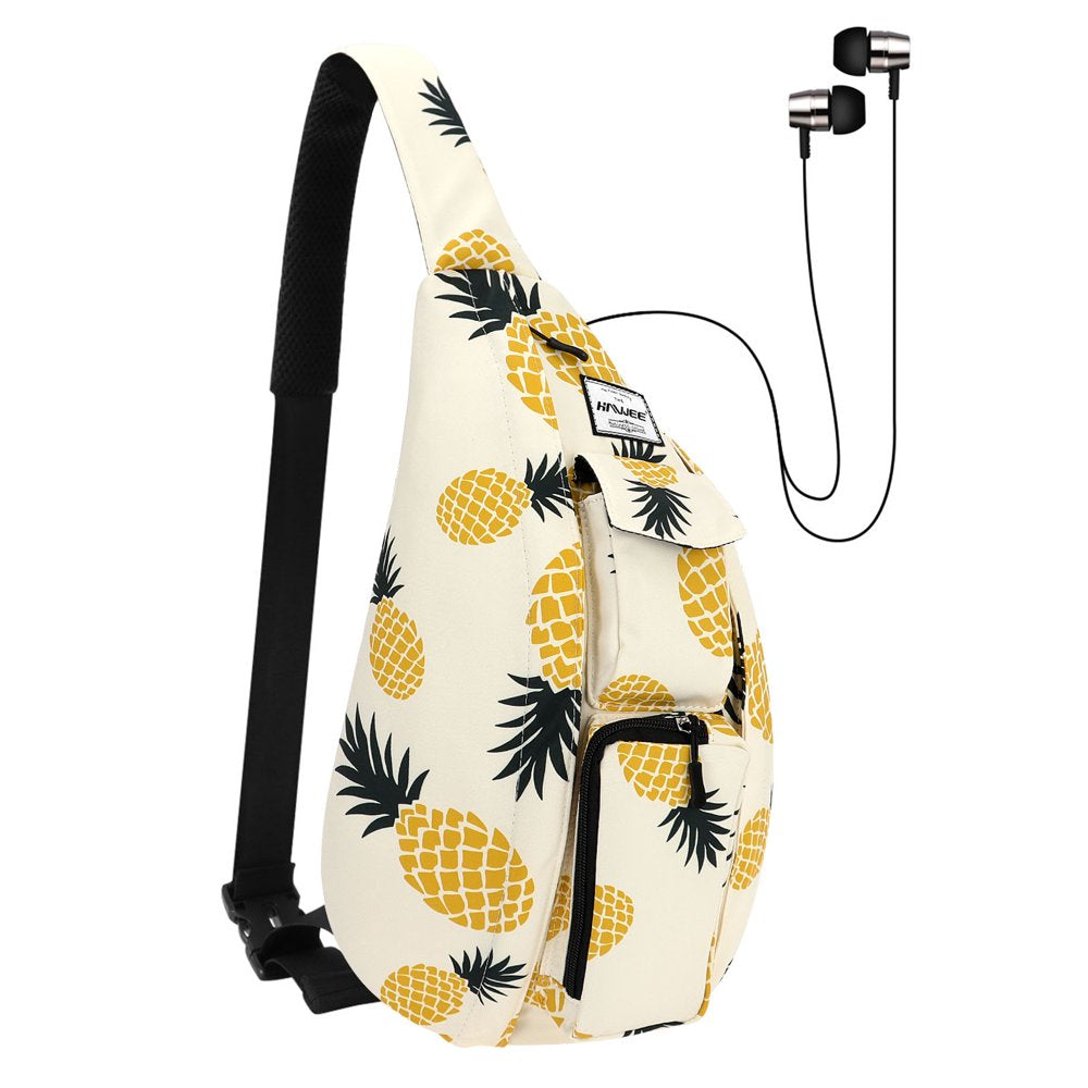 HAWEE Base Camp Bag Hiking Backpack Chest Sling Bag Sports Travel Crossbody Daypack for Women, Light Blue Ripples