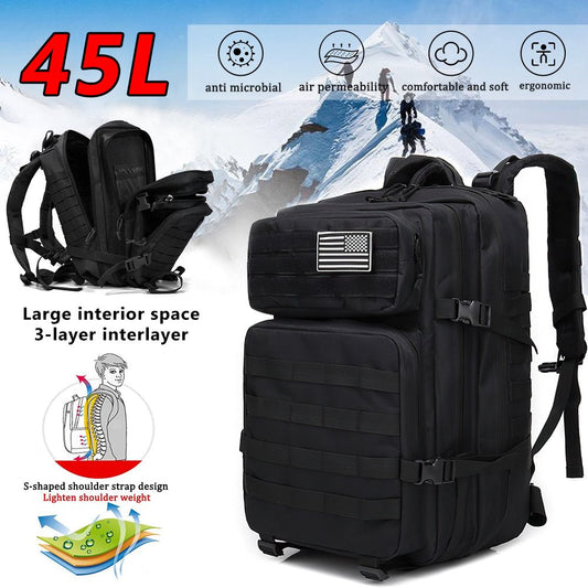 45L Waterproof Lightweight Hiking Backpack for Men and Women, Large Outdoor Sport Daypack, Travel Backpack for Mountaineering/Climbing/ Camping/ Touring/ Fishing, HD185