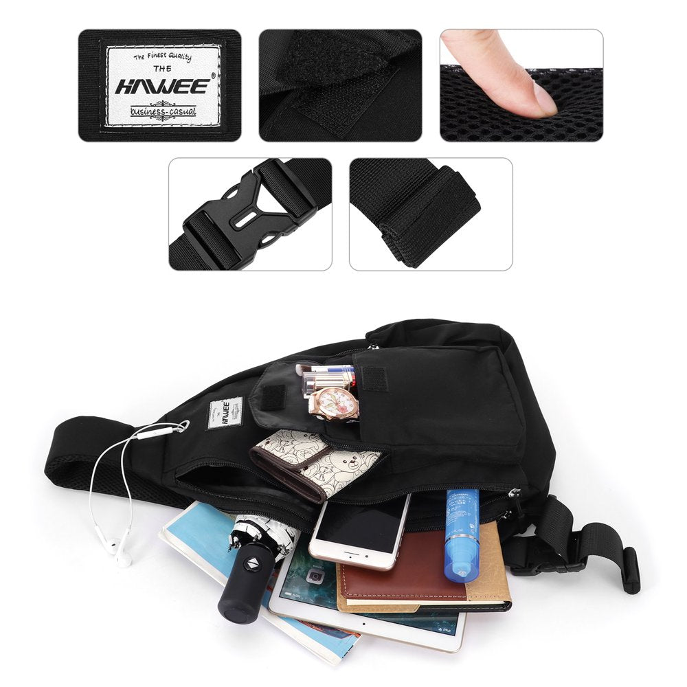 HAWEE Women’S Crossbody Backpack Purse for Travel Sling Bag with Earphone Hole, Black