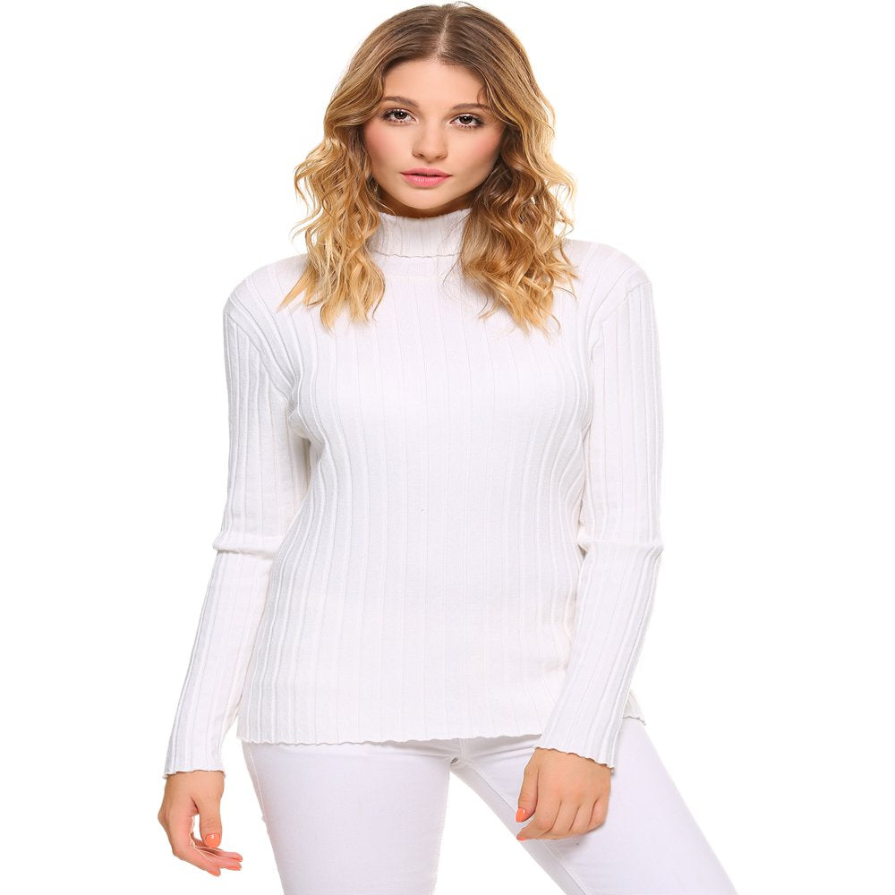 Purcoar Womens Turtleneck Sweaters Long Sleeve Pullover Knit Sweaters Soft Jumper