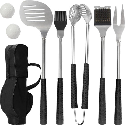 Jishi 8pcs Golf BBQ Grill Accessories Grilling Gifts for Men Golfers Stocking Stuffers for Men, Dad Gifts from Daughter Son, Funny Golf for Men Unique Barbecue Tool Set Camping Gadgets