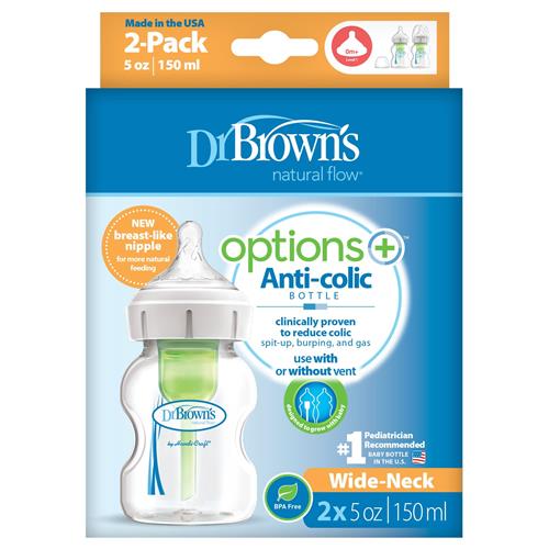 Dr Browns Options Wide Neck Anti-Colic Baby Bottle 2-Pack 150ml