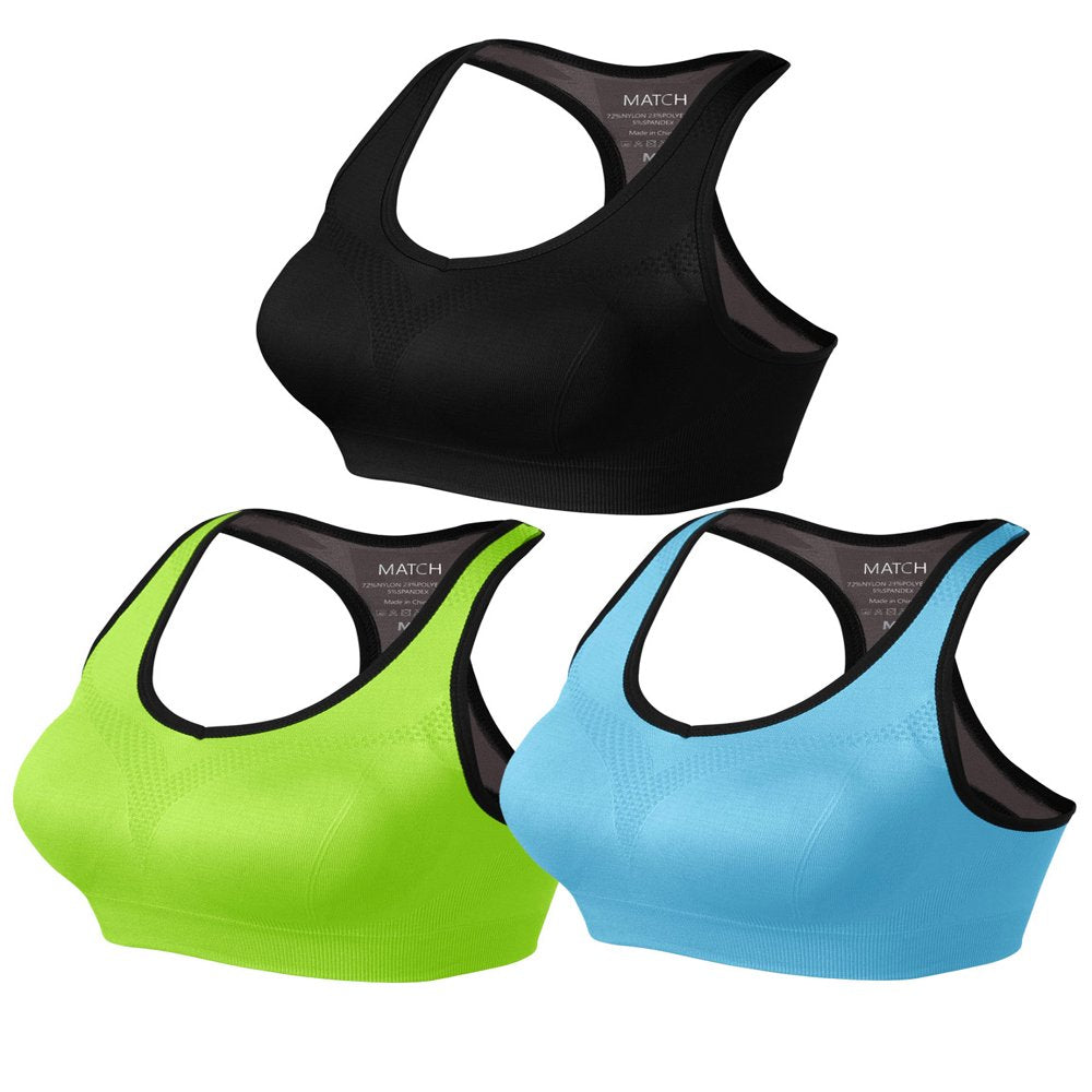 Matchstick Women'S Wirefree Padded Racerback Sports Bra for Yoga Workout Gym Activewear