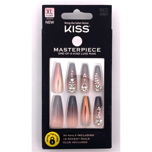 Kiss Masterpiece Xl Coffin Shape Ombré Press On Nails With Accent Rhinestones