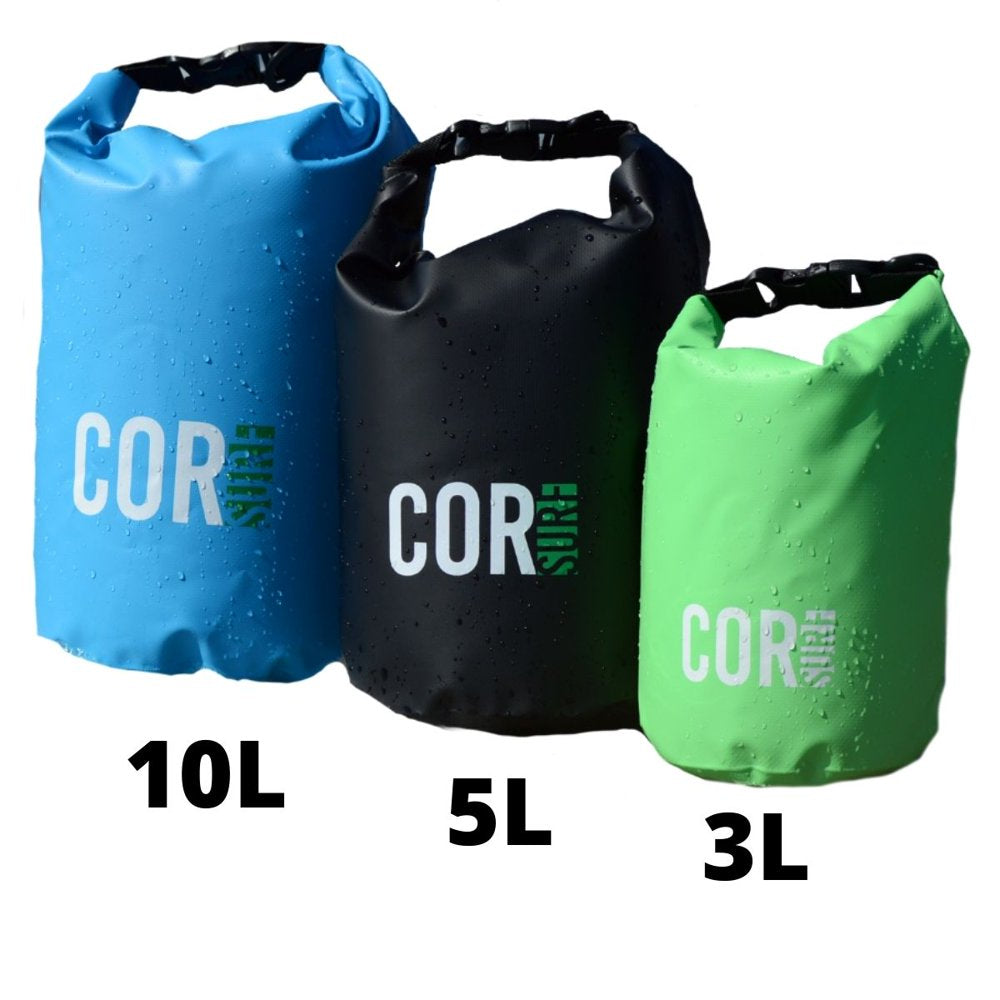 COR Surf Floating Waterproof Dry Bag 3L | 5L | 10L Roll Top Sack Gear Dry Swimming, Camping, Hiking, Beach, Fishing (3-Pack)