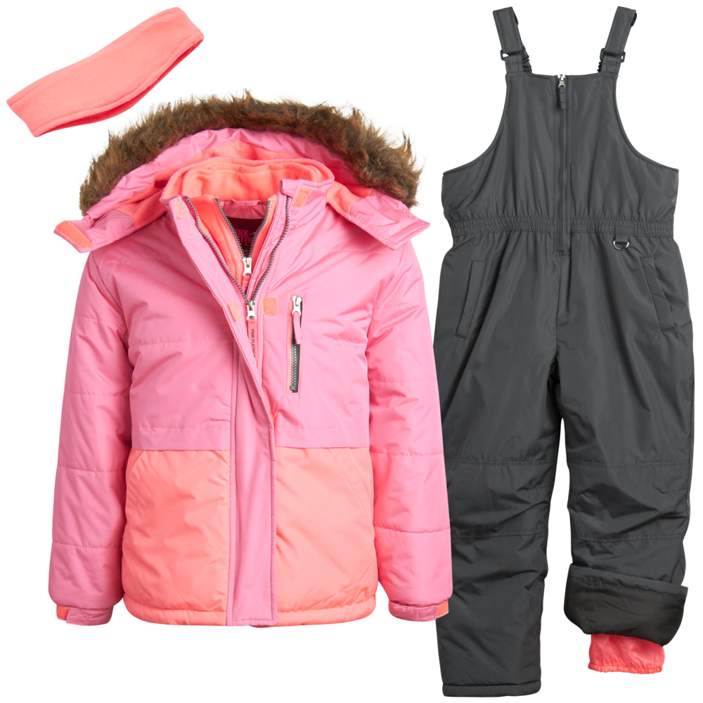 Pink Platinum Girls' Snowsuit - Water Resistant Winter Jacket and Ski Bib Overalls (4-16)