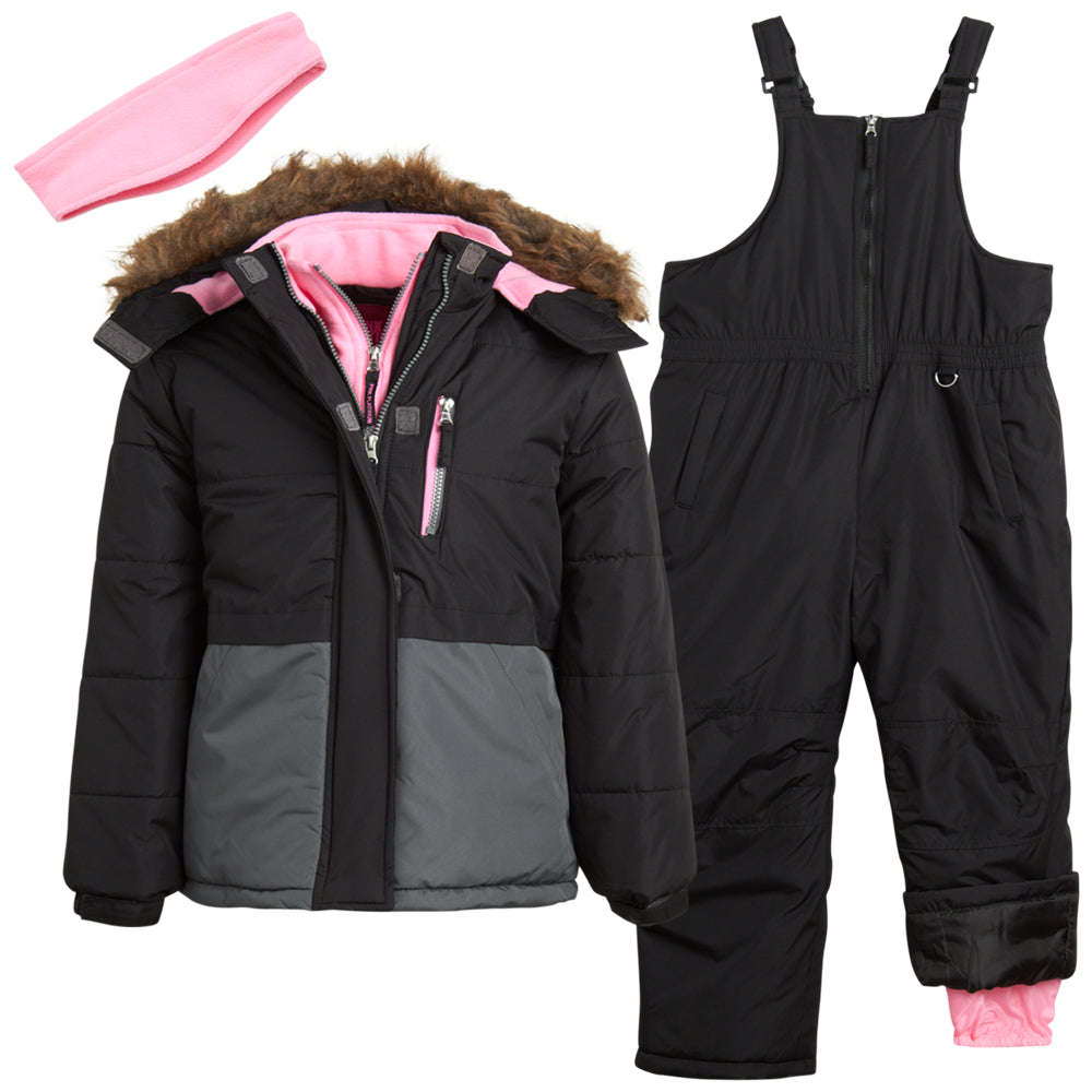Pink Platinum Girls' Snowsuit - Water Resistant Winter Jacket and Ski Bib Overalls (4-16)