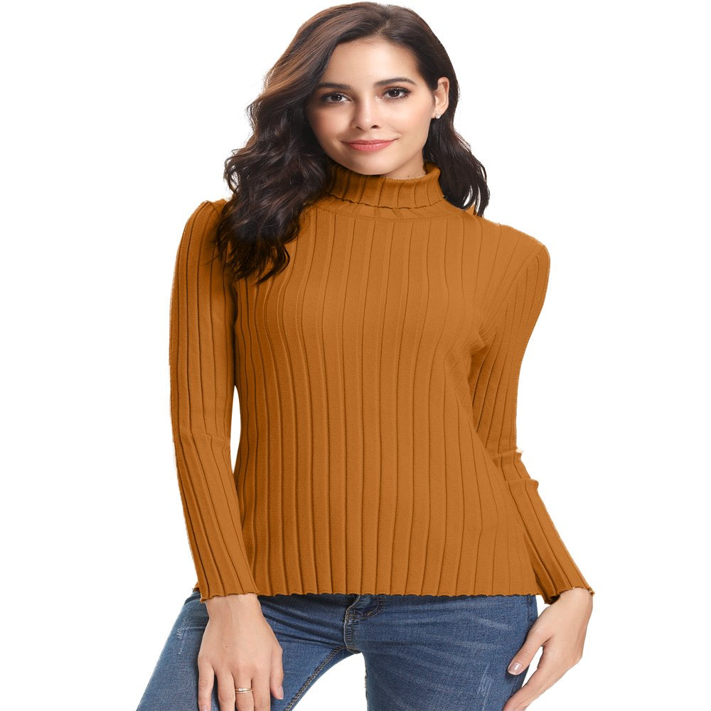 Purcoar Womens Turtleneck Sweaters Long Sleeve Pullover Knit Sweaters Soft Jumper