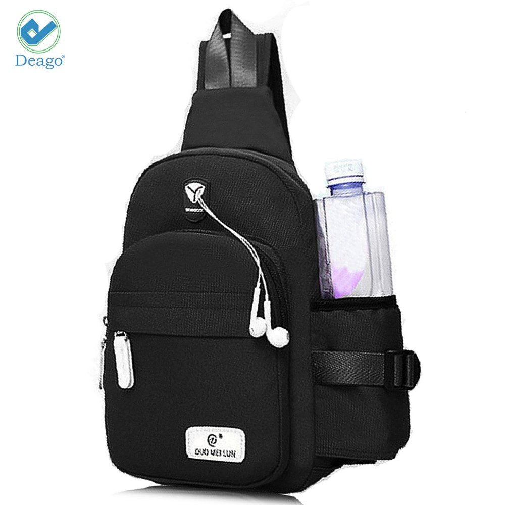 Deago Canvas Sling Bag for Men & Women - Chest Shoulder Bag Unbalance Crossbody Backpack Water Resistant Daypack for Gym Travel Hiking