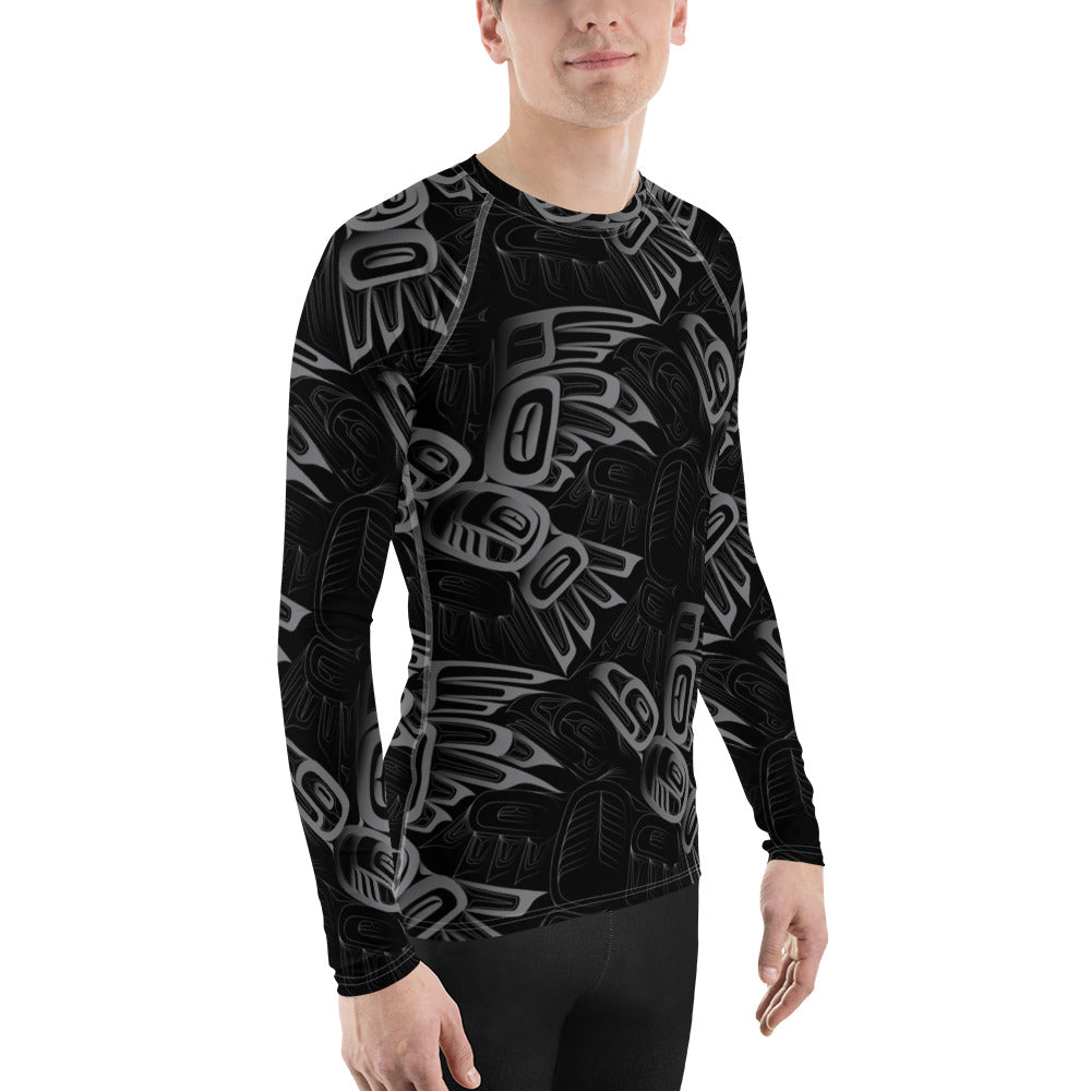 Men's Eagle Raven Tessellation Long Sleeve Athletic Top (Rash Guard)