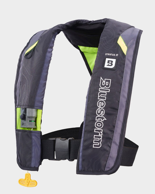 Bluestorm Gear Stratus 35 Inflatable PFD Life Jacket (Hi-Vis Green) | US Coast Guard Approved Automatic/Manual Life Vest for Adults