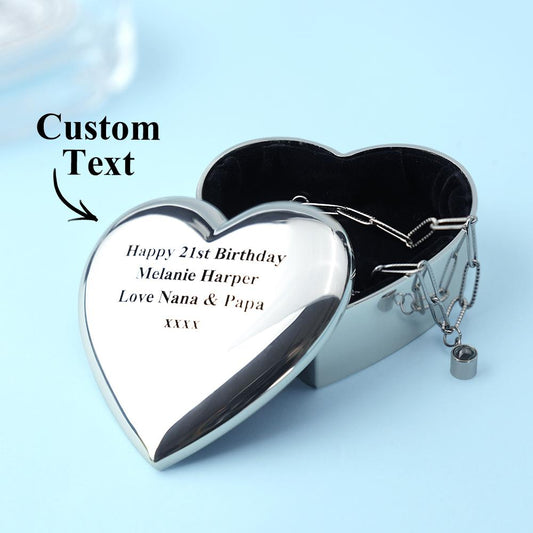 Personalized Engraved Heart Ring Box Exquisite Metal Jewelry Box Gifts For Her