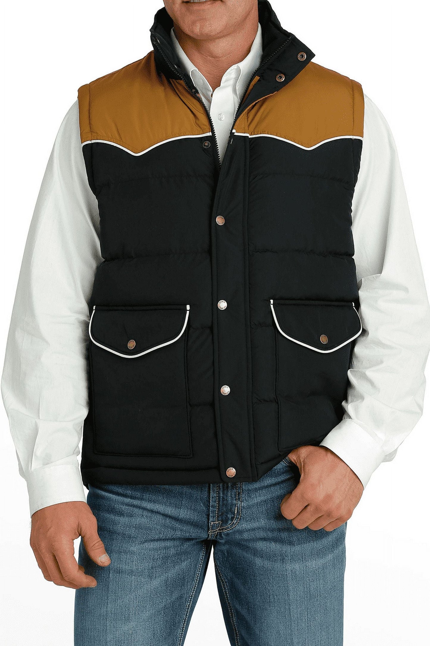 Cinch Men's Southwestern Print Lining Quilted Vest Black XX-Large US