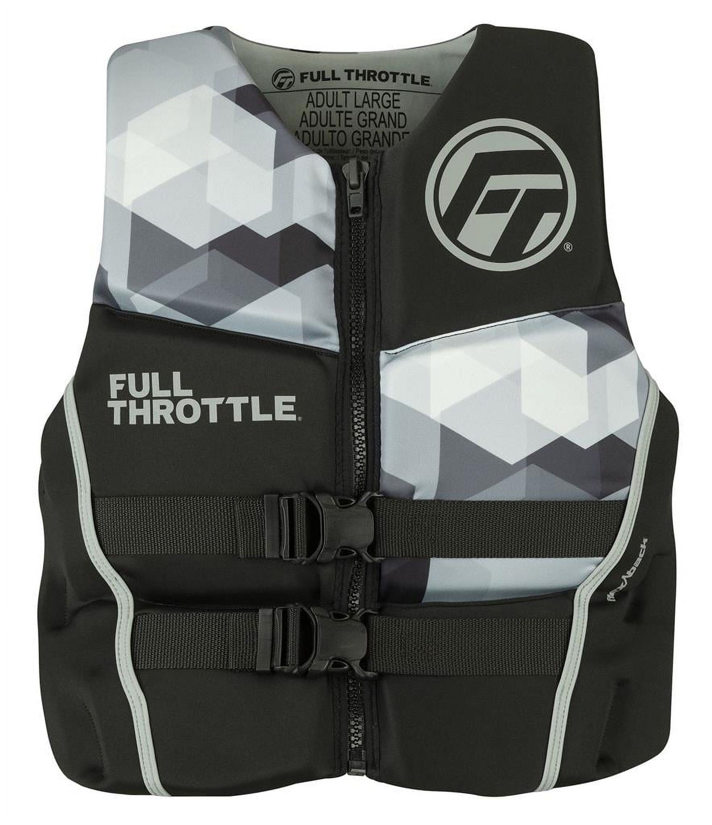 Full Throttle Mens Rapid-Dry Flex-Back Life Jacket 2XL Grey