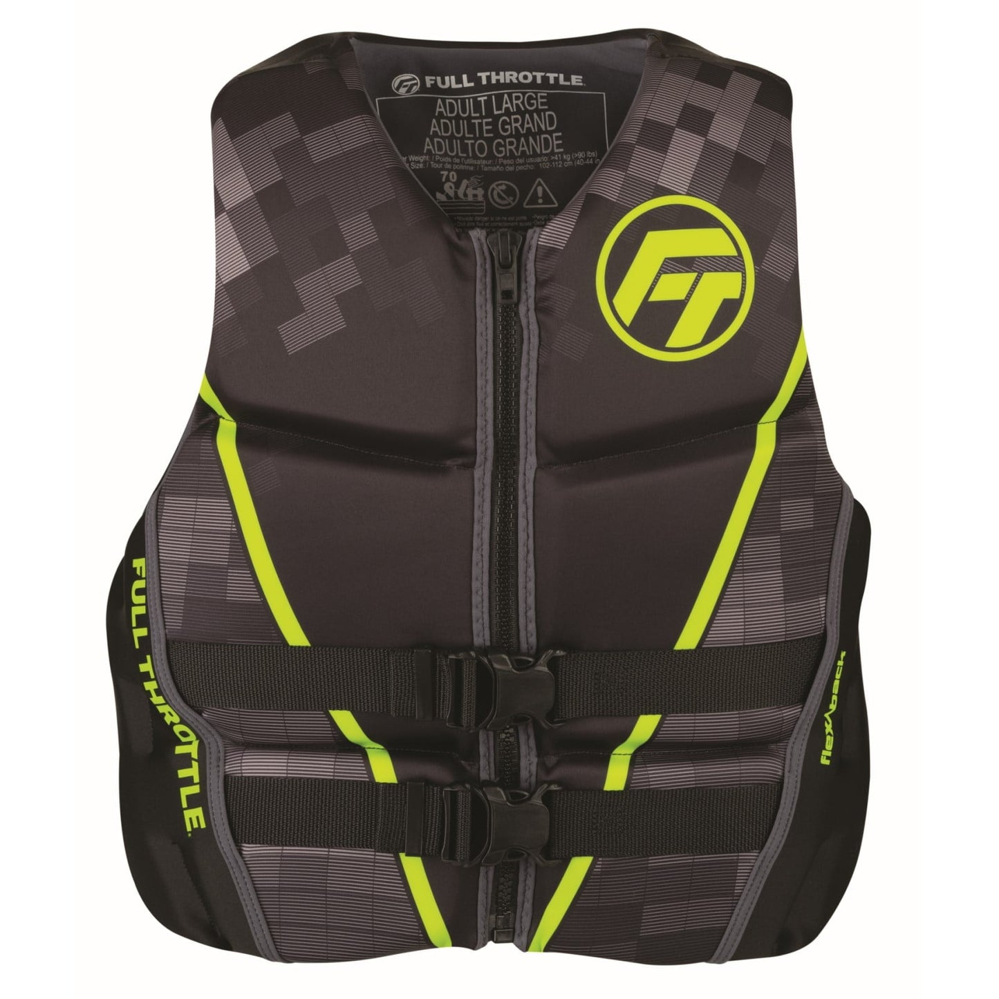 Full Throttle Mens Rapid-Dry Flex-Back Life Jacket L Grn