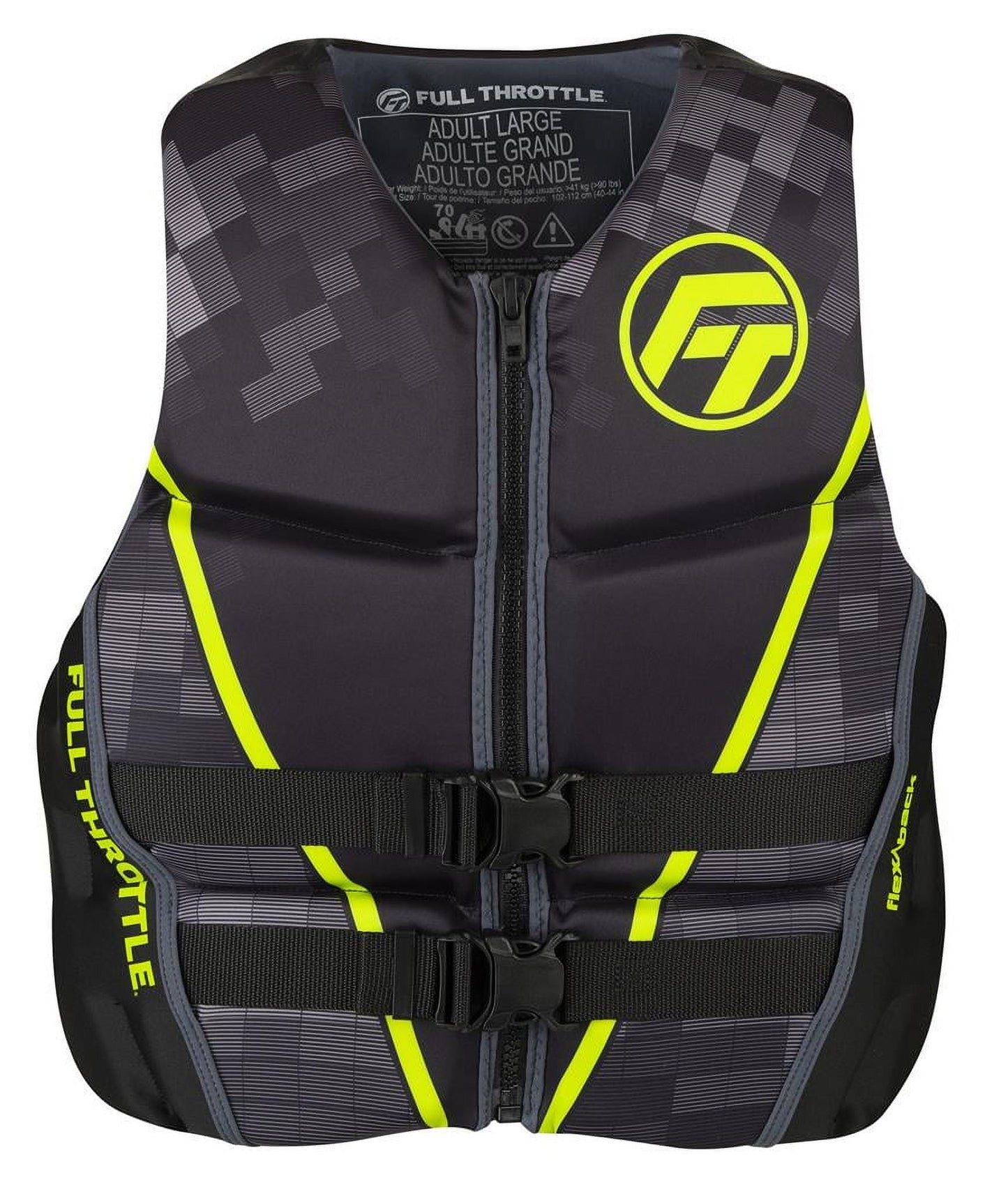 Full Throttle Mens Rapid-Dry Flex-Back Life Jacket XL Grn