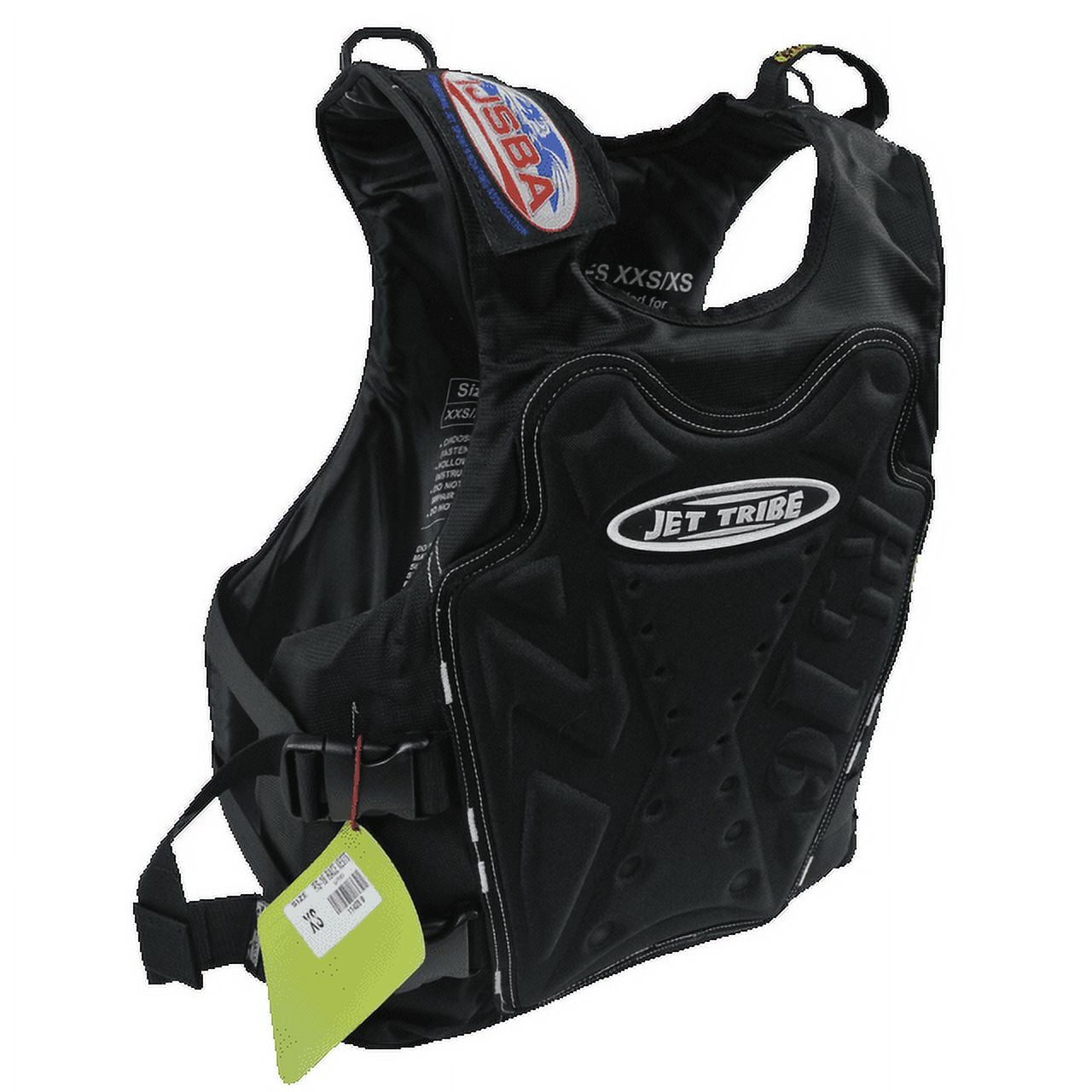 Jettribe Chest Impact Life Vest- Black | Jet Ski Racing Comp Vest | Jettribe All Black RS-16 Side Entry PFD